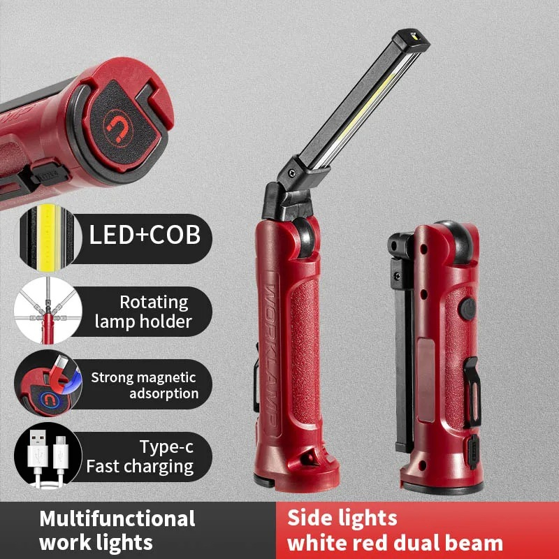 Outdoor Adventures - COB LED-werklamp Oplaadbare opvouwbare zaklamp Outdoor