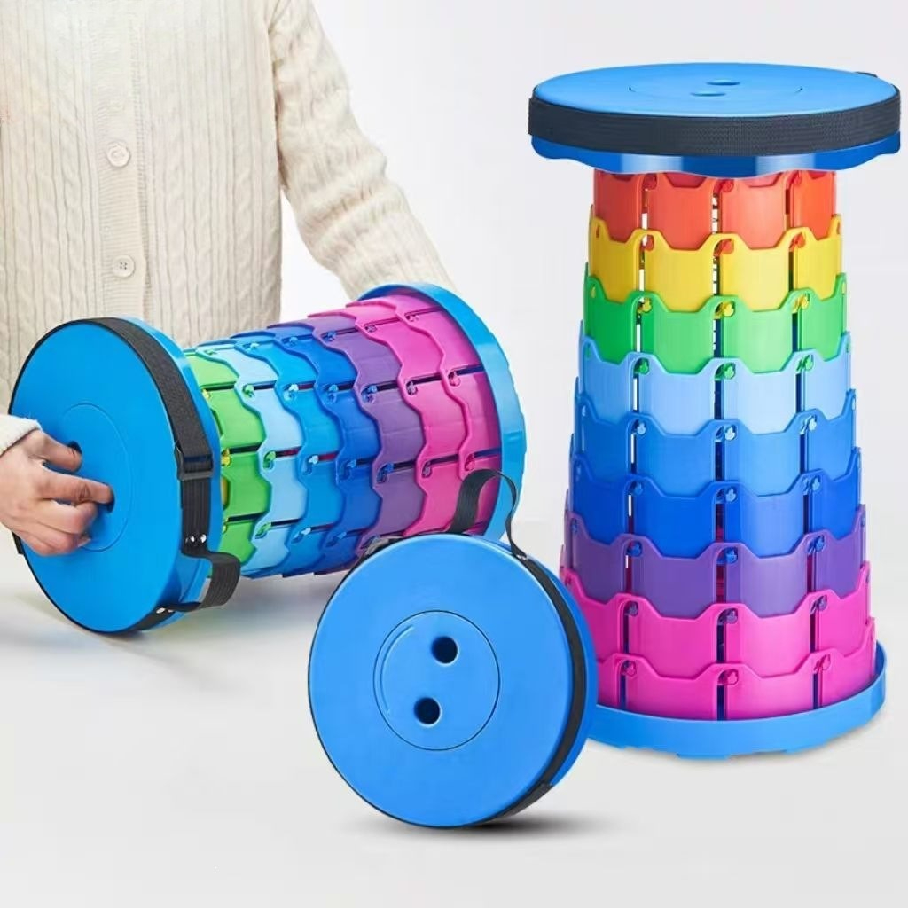 Outdoor Adventures - Regenboog Telescopische Campingkruk Draagbaar Verdikt Opklapbaar