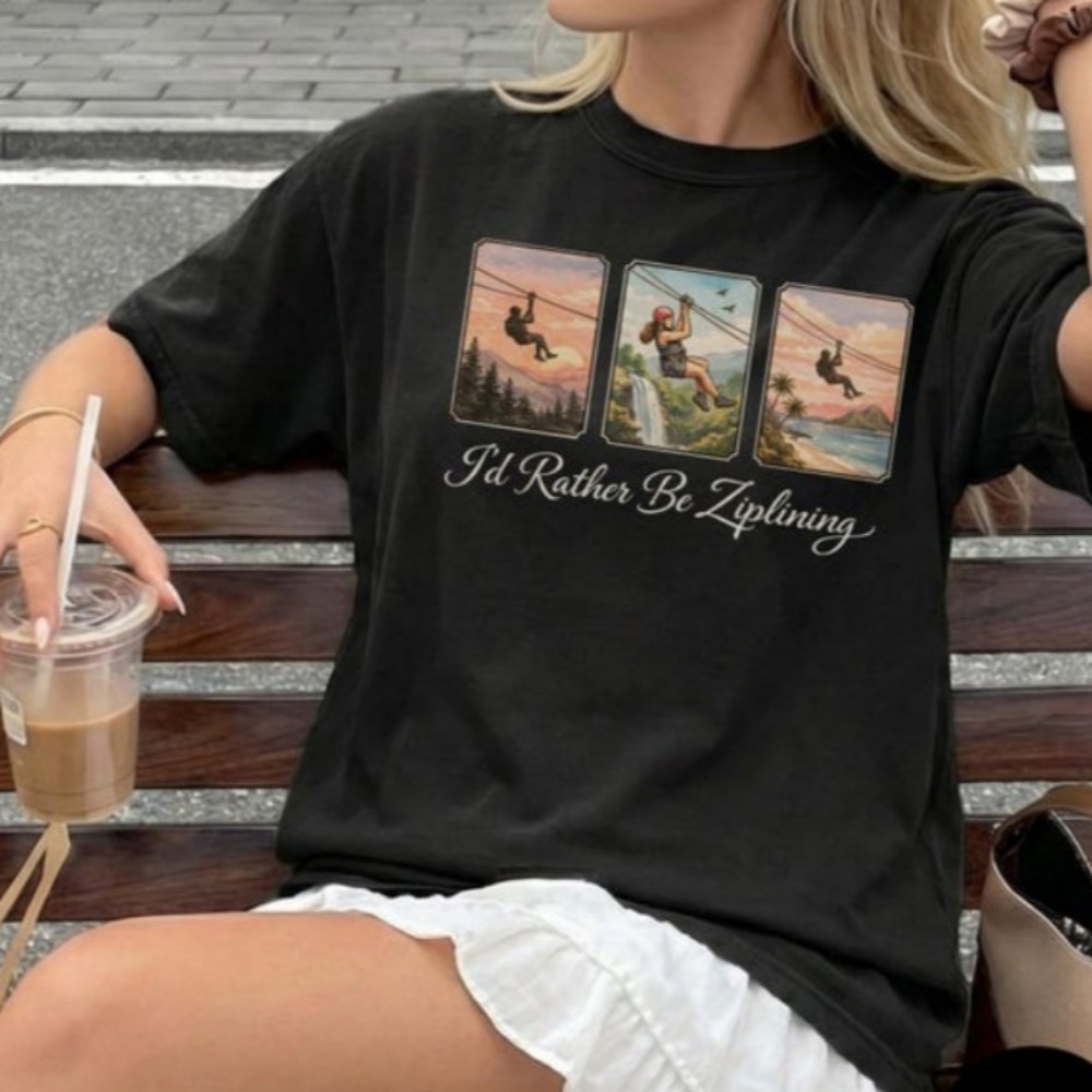 Outdoor Adventure Zipline - Ik zou liever een ziplining-T-shirt zijn,