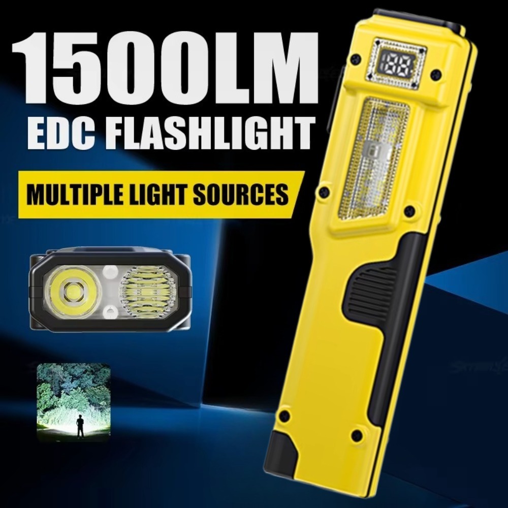 Outdoor Adventures - Ultradunne EDC oplaadbare LED-zaklamp Batterijdisplay Dubbele