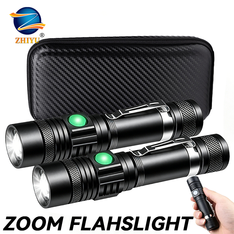 Outdoor Adventure Travel - T6 LED oplaadbare zaklamp, 18650 zoombare