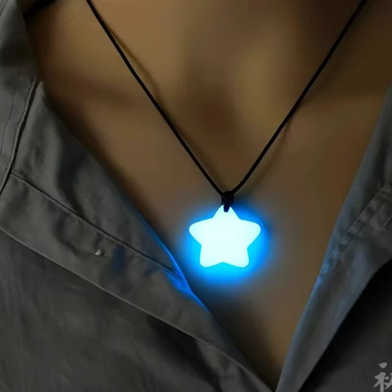 Outdoor Adventure Festival - Glow-in-the-Dark Ster Geluksjade Hanger Kettingset Verstelbaar